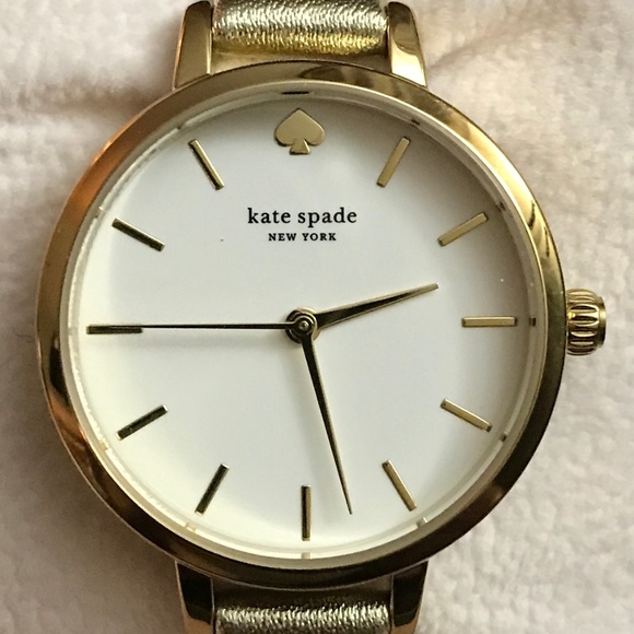 kate spade Accessories - kate spade 30mm Metro Gold Leather Watch